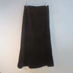 Vtg Ellen Ashley Women M Brown Velour Velvet Knit Midi Skirt Minimal Stretch Y2K